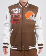 Cleveland Browns NFL Brown White Varsity Jacket