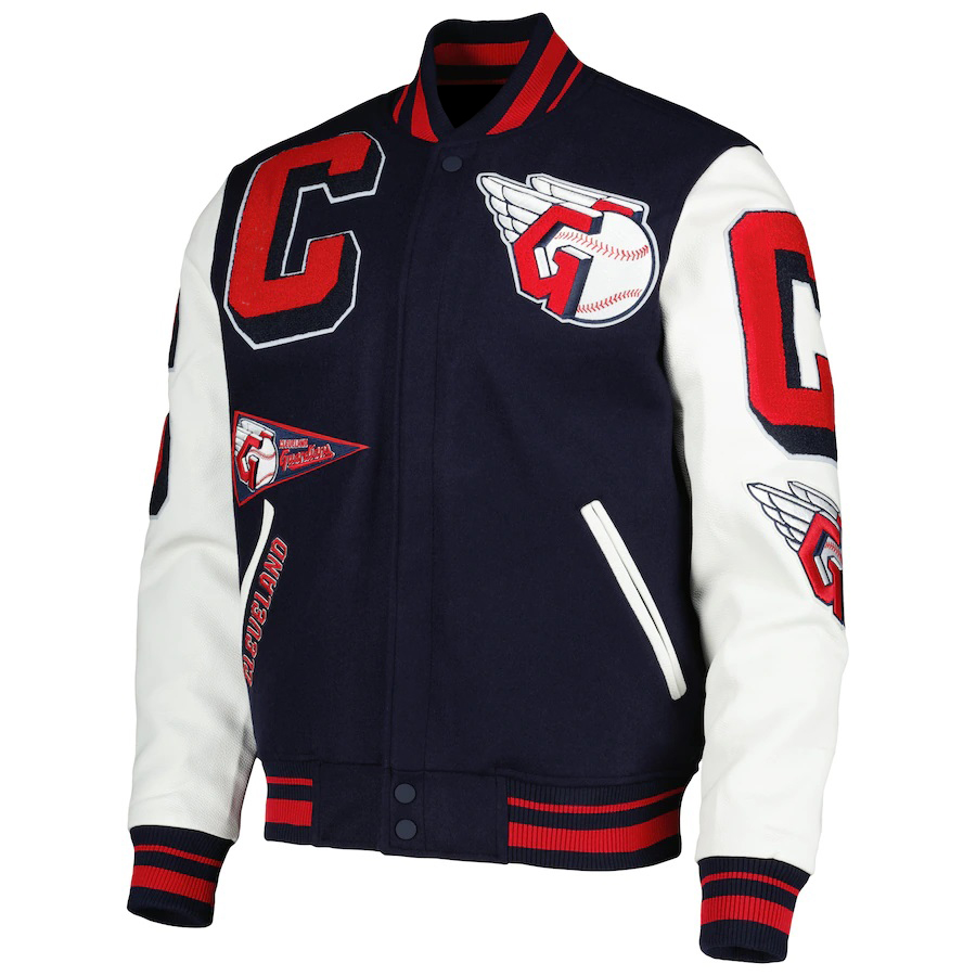 Cleveland Guardians Navy White Varsity Jacket (1) Cleveland Guardians Navy White Varsity Jacket