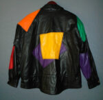 Color Block Patch Work Leather Bomber Jacket