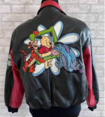 Disney Winnie the Pooh Black And Red Leather Jacket