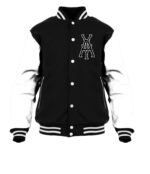 General Yay Black White Monogram Varsity Jacket
