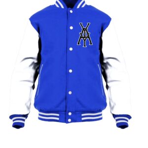 General Yay Blue White Monogram Varsity Jacket