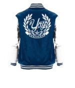 General Yay Navy White Monogram Varsity Jacket