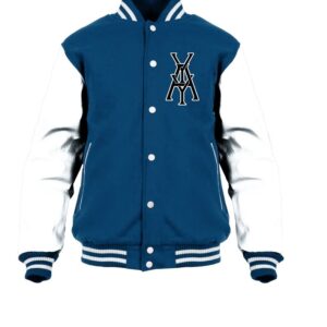 General Yay Navy White Monogram Varsity Jacket