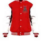 General Yay Red White Monogram Varsity Jacket