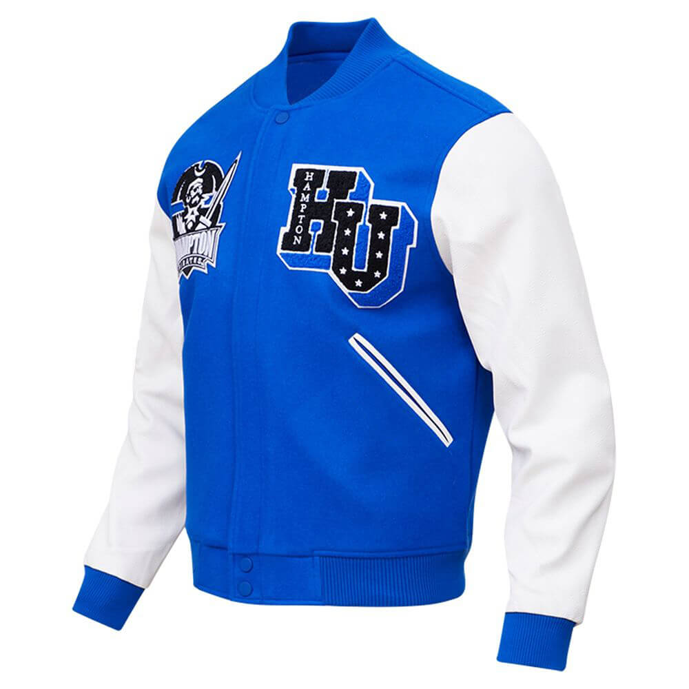 Maker of Jacket Fashion Jackets Hampton Pirates Royal Blue White Varsity
