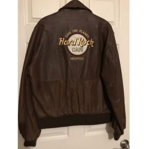 Hard Rock Cafe Memphis Brown Leather Bomber Jacket
