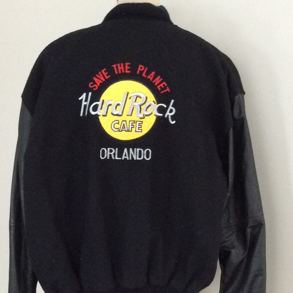 Hard Rock Cafe Orlando Black Varsity Jacket (2) Hard Rock Cafe Orlando Black Varsity Jacket