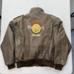 Hard Rock Cafe Orlando Brown Leather Bomber Jacket