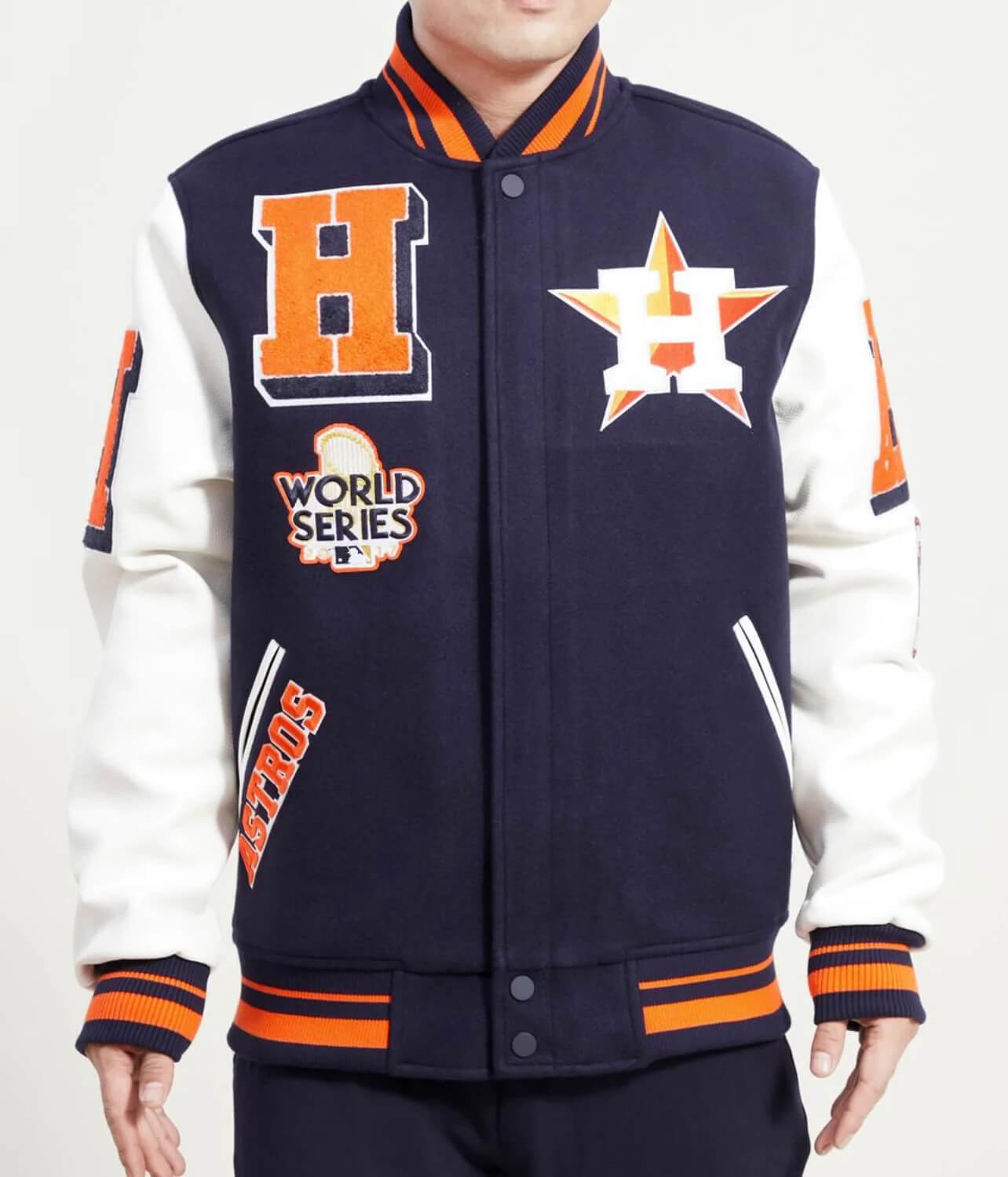 Maker of Jacket Fashion Jackets Navy Houston Astros Bomber Satin Full Zip