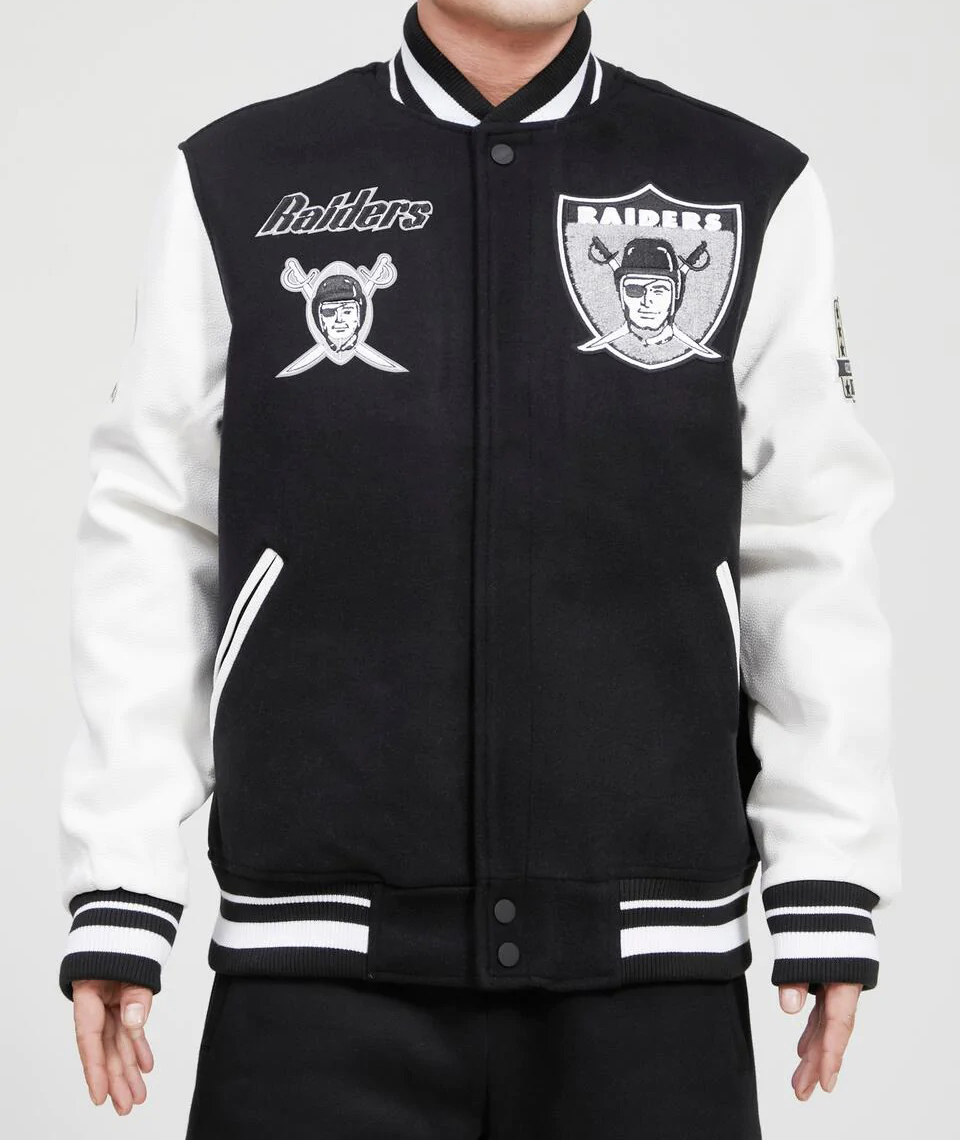 Las Vegas Raiders Retro Classic Black Varsity Jacket (1) Las Vegas Raiders Retro Classic Black Varsity Jacket