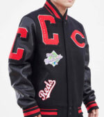 MLB Cincinnati Reds Logo Black Varsity Jacket