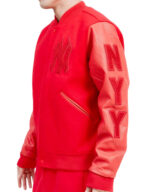 MLB NY Yankees Red Wool Leather Jacket