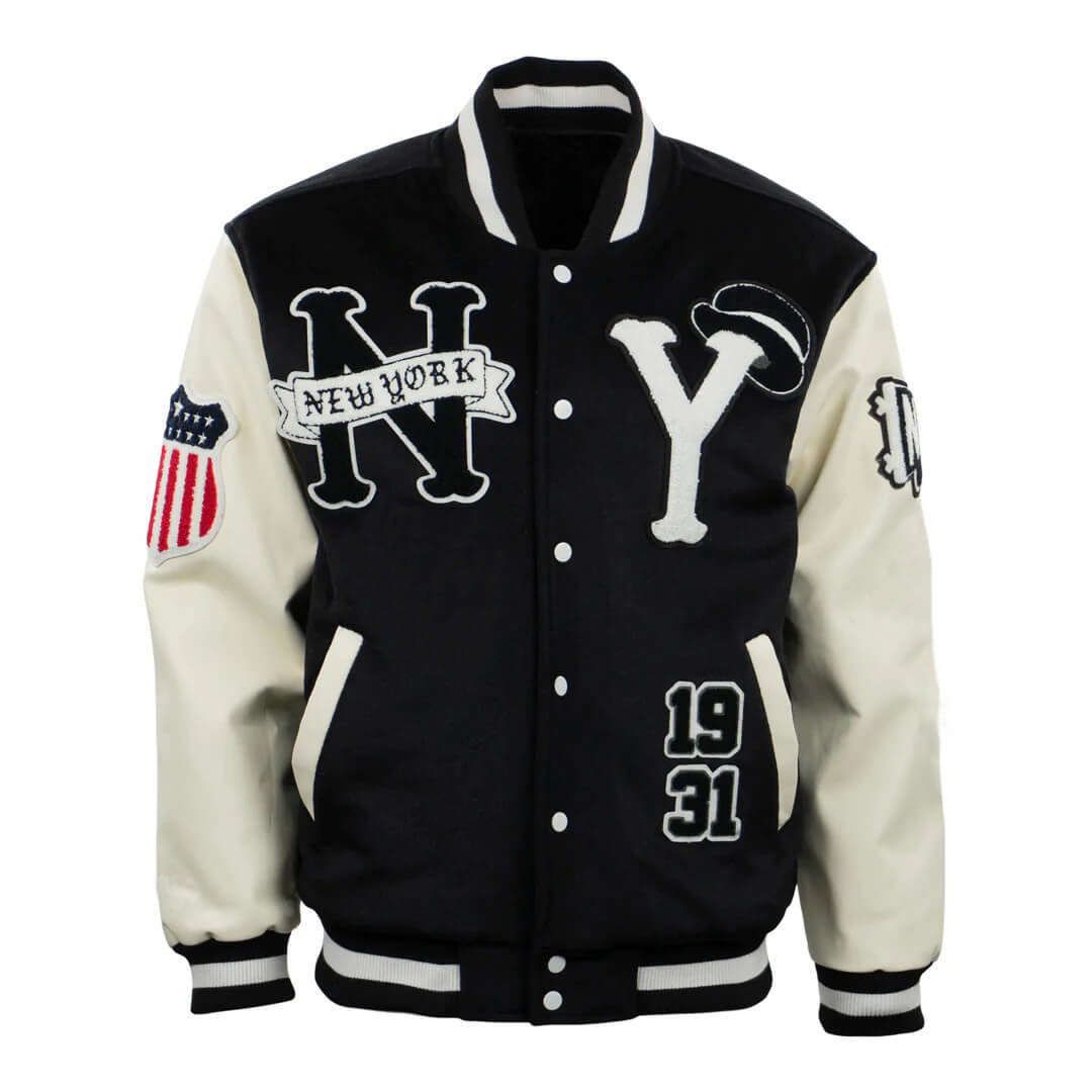 NY Yankees Black And White Varsity Jacket