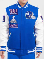 New York Giants Blue White NFL Varsity Jacket