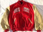 Red Cream Ohio State Letterman Varsity Jacket