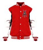 Red White General Yay Monogram Varsity Jacket
