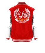 Red White General Yay Monogram Varsity Jacket