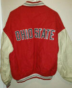 Red White Ohio State Letterman Varsity Jacket