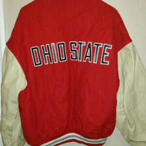 Red White Ohio State Letterman Varsity Jacket