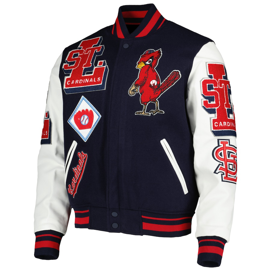 St Louis Cardinals Navy White Varsity Jacket (2) St Louis Cardinals Navy White Varsity Jacket