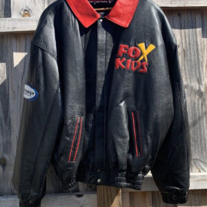 Vintage Fox Kids Black Leather Jacket