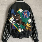 Vintage MLB CA Looney Tunes Black Leather Jacket