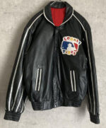 Vintage MLB CA Looney Tunes Black Leather Jacket