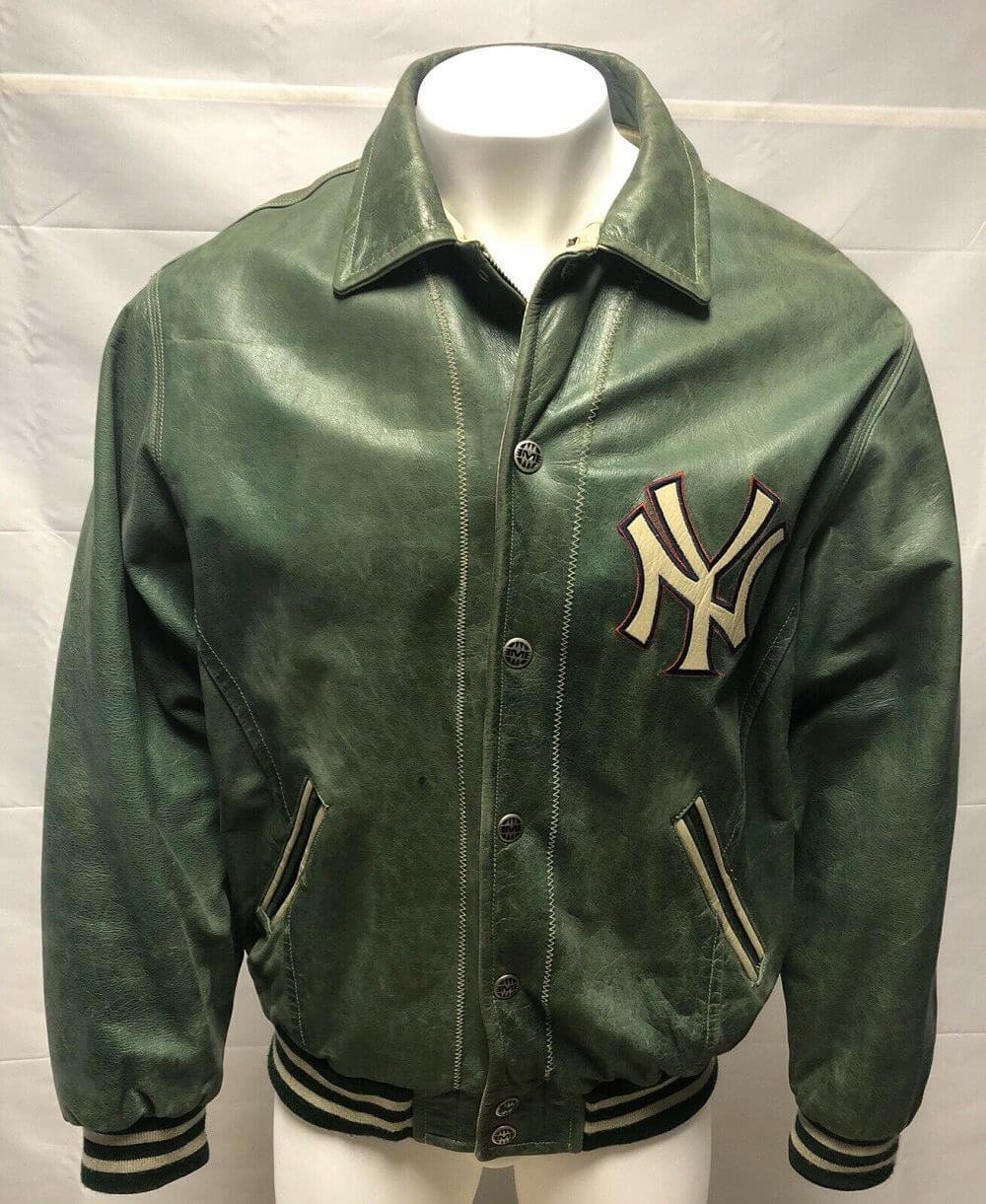 Vintage Mirage NY Yankees Green Leather Jacket - Maker of Jacket