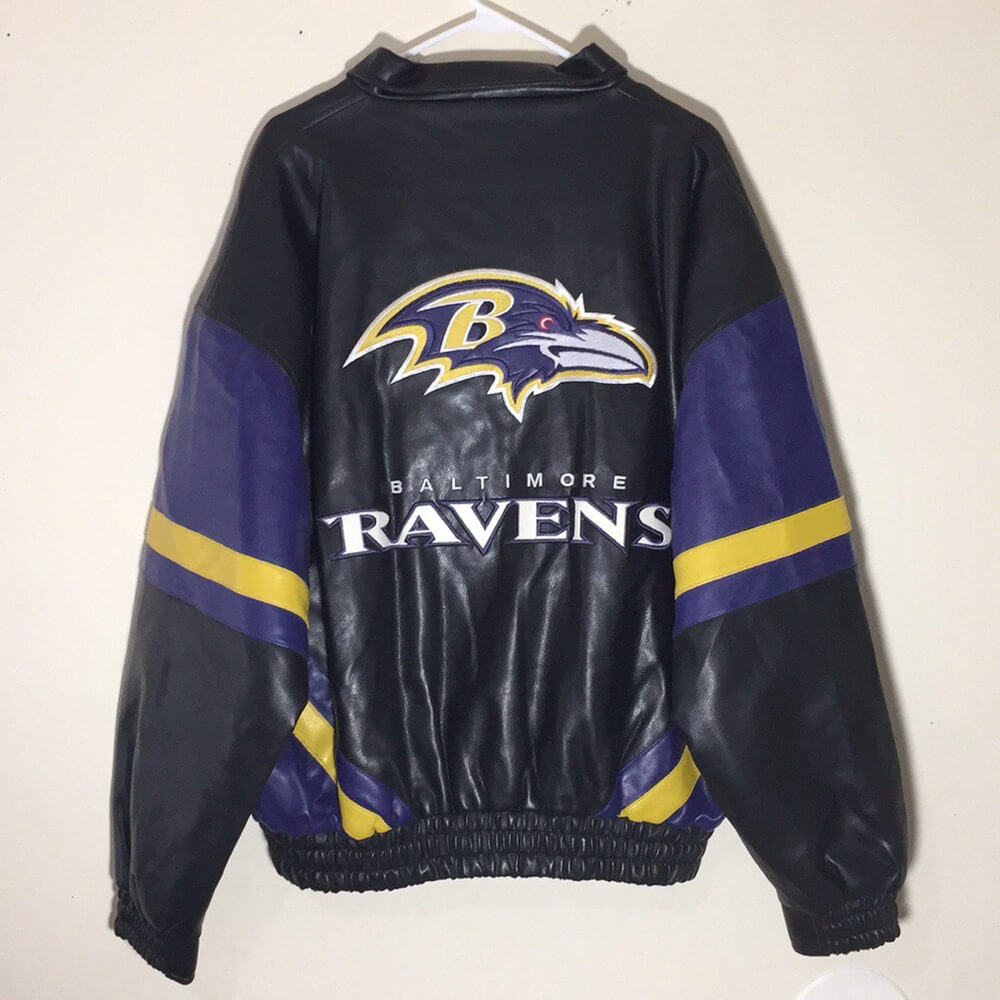 Vintage NFL Baltimore Ravens Football Leather Jacket (1) Vintage NFL Baltimore Ravens Football Leather Jacket