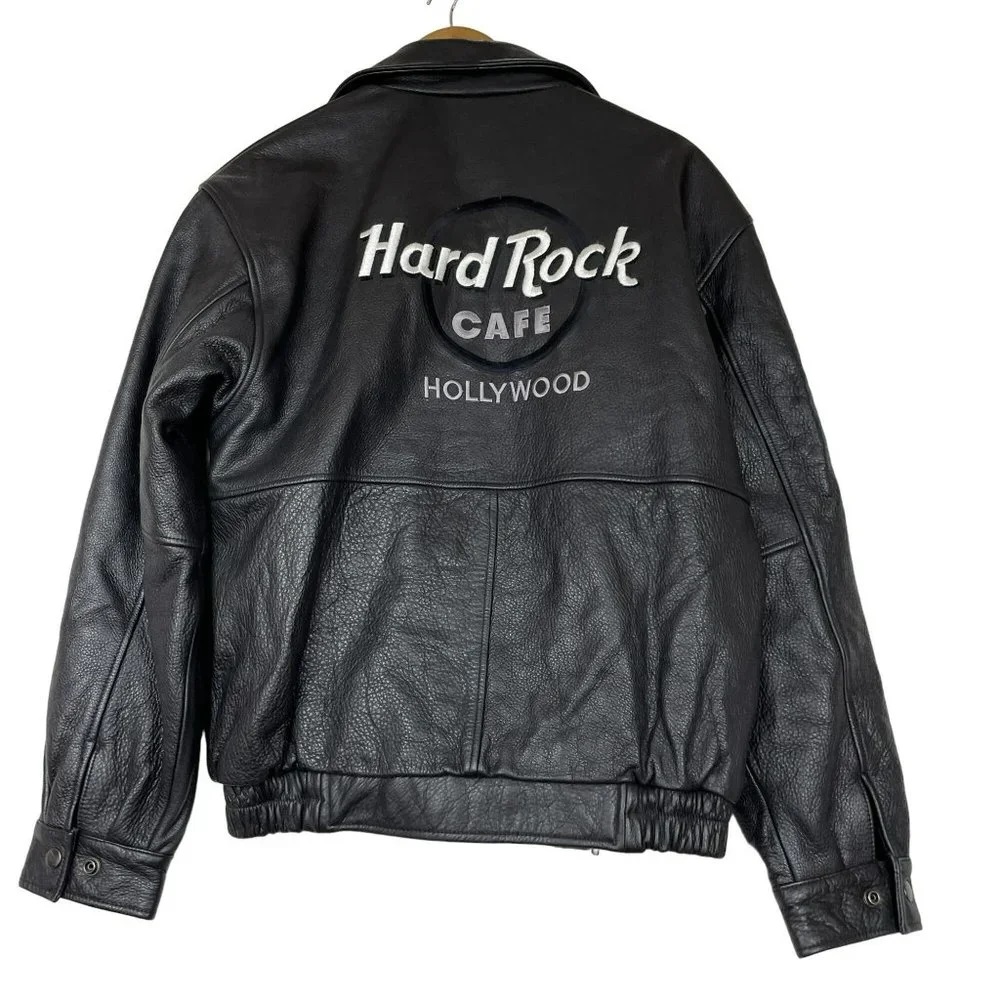 Hard Rock Cafe Hollywood Black Leather Jacket (2) Hard Rock Cafe Hollywood Black Leather Jacket