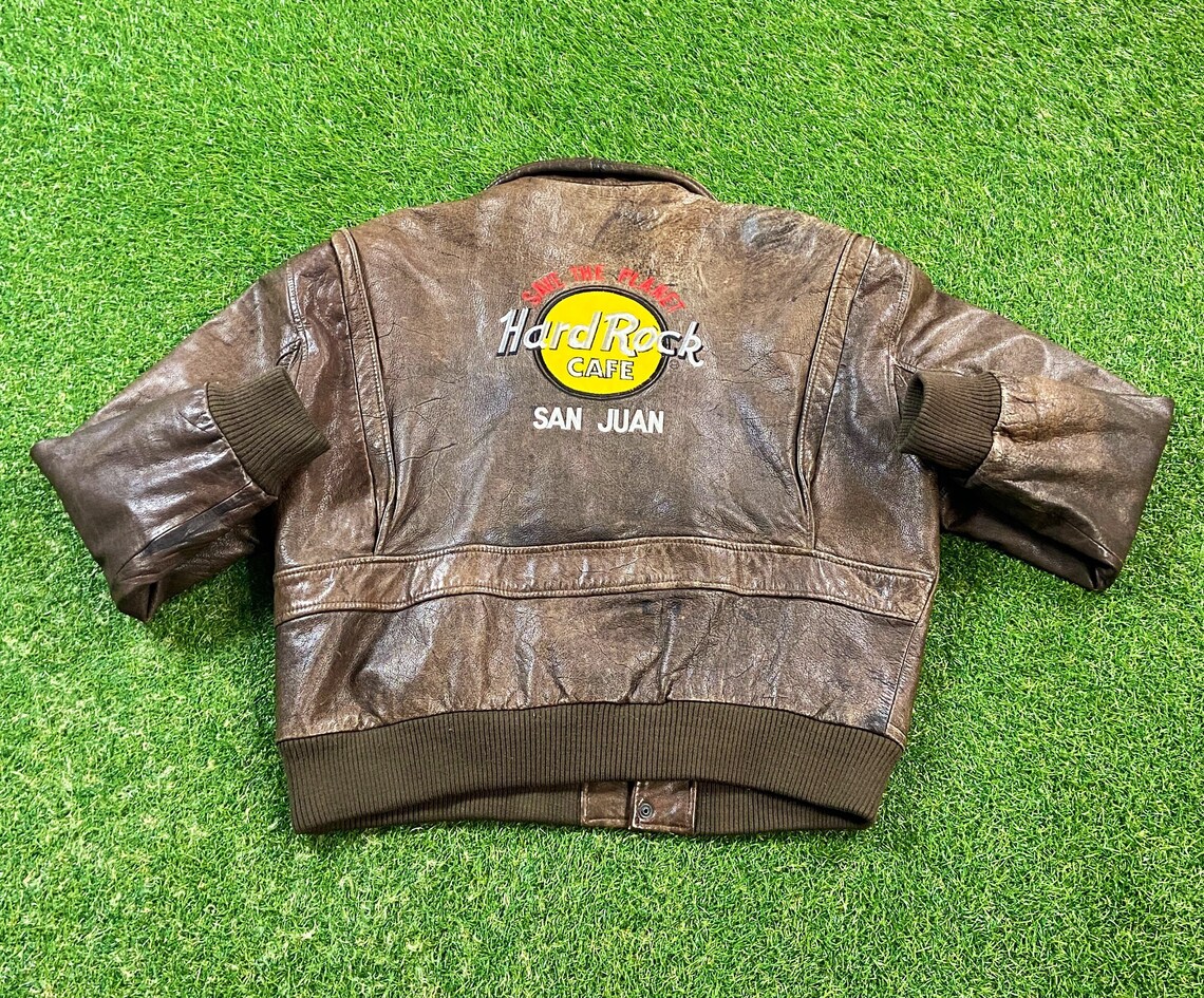 Hard Rock Cafe San Juan Brown Leather Jacket (2) Hard Rock Cafe San Juan Brown Leather Jacket