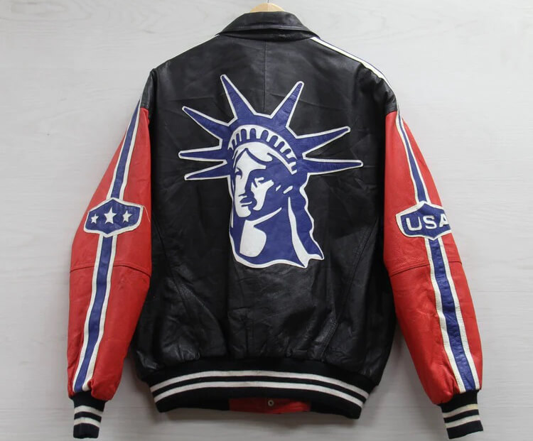 Lady Liberty USA Michael Hobon Leather Bomber Jacket (1) Lady Liberty USA Michael Hobon Leather Bomber Jacket