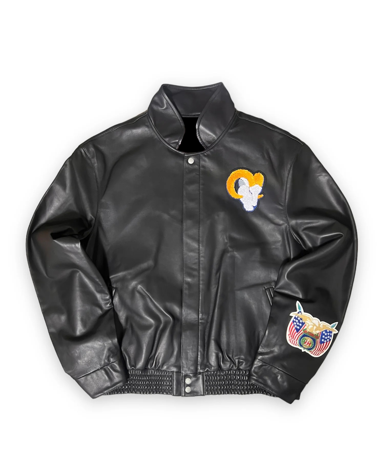 Los Angeles Rams Jeff Hamilton Black Leather Jacket (2) Los Angeles Rams Jeff Hamilton Black Leather Jacket