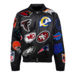 NFL Black Collage Jeff Hamilton Leather Jacket