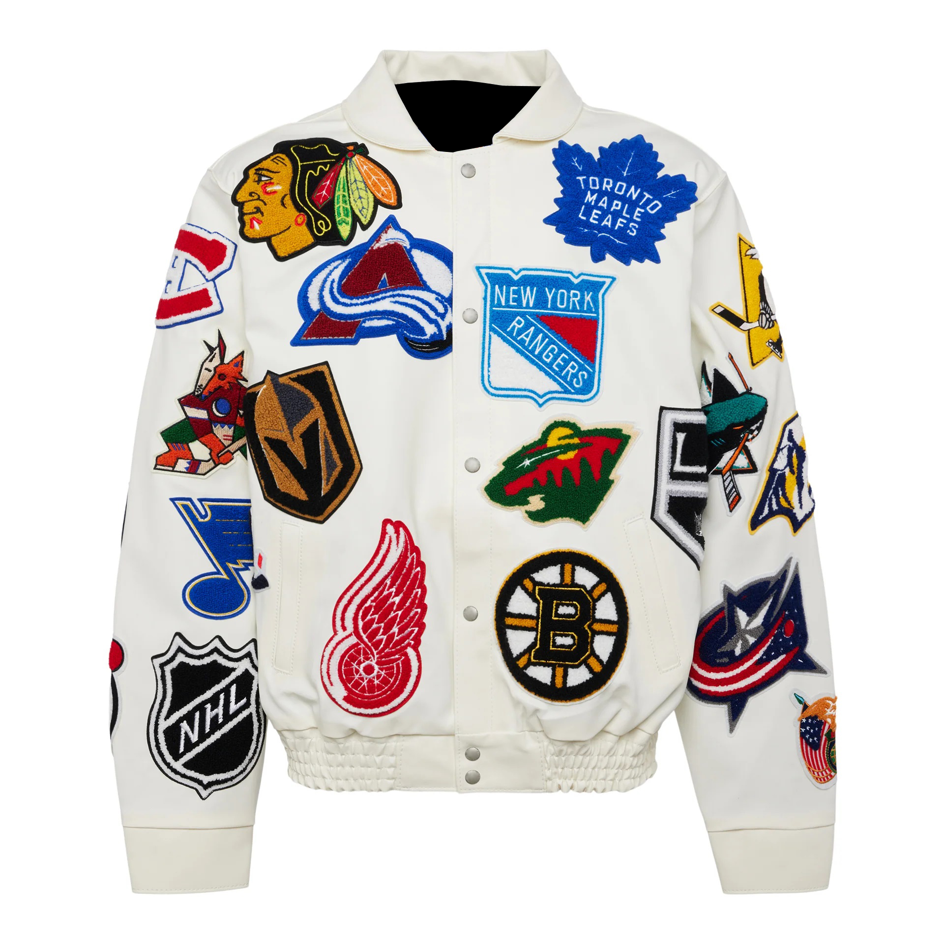 NHL White Collage Jeff Hamilton Leather Jacket (1) NHL White Collage Jeff Hamilton Leather Jacket