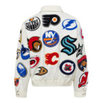 NHL White Collage Jeff Hamilton Leather Jacket