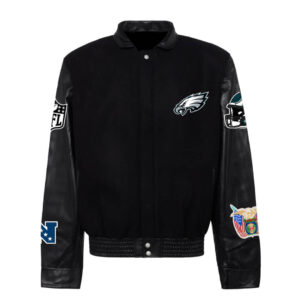 Philadelphia Eagles Black Wool and Leather Jacket