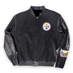 Pittsburgh Steelers Black Wool And Leather Jacket