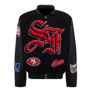 San Francisco 49ers NFL Team Black Varsity Jacket