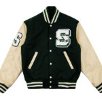 Stadium MMXV Green And Cream Varsity Jacket