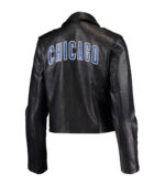 Chicago Cubs Biker Style Black Leather Jacket