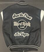 Las Vegas Hard Rock Cafe Black White Varsity Jacket