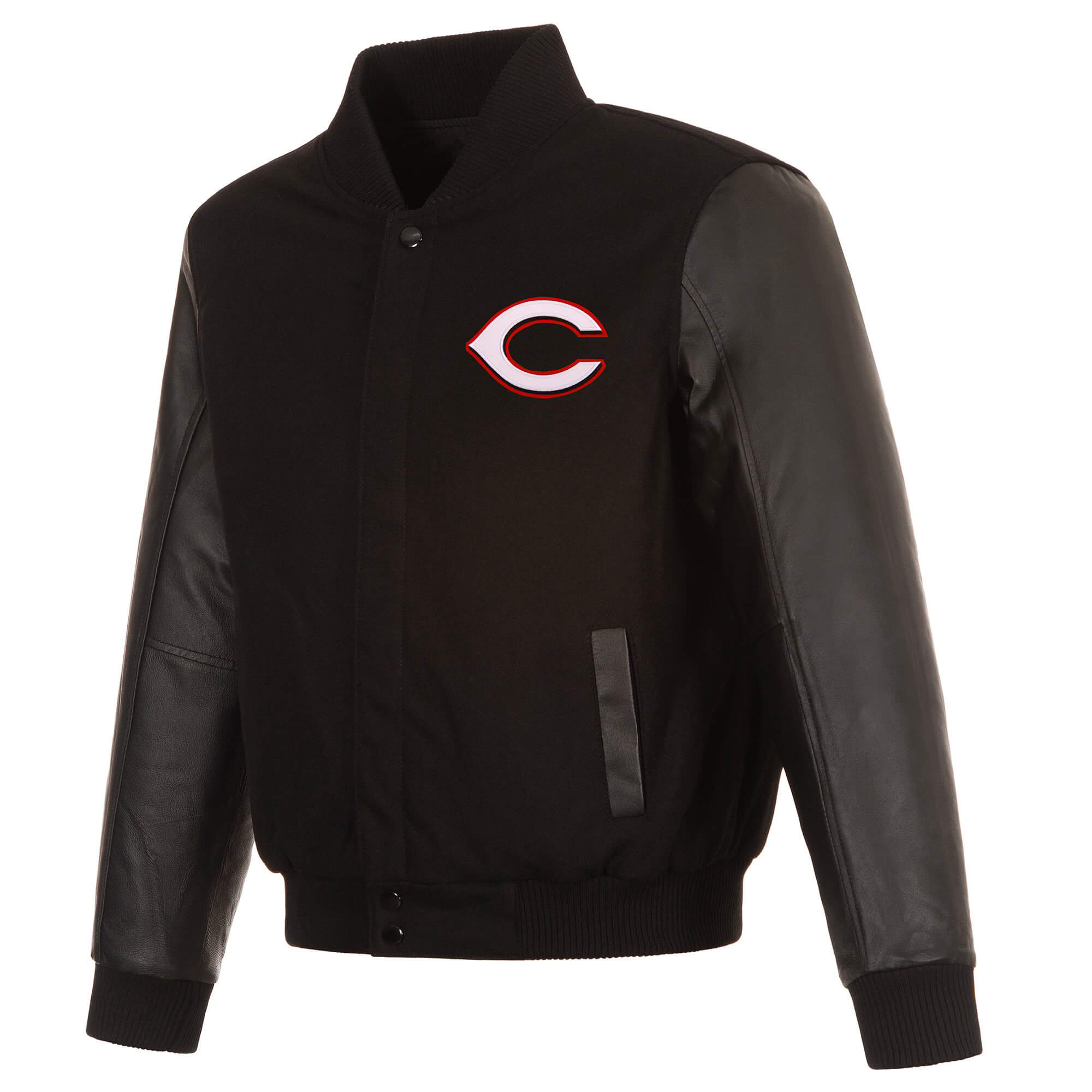 MLB Cincinnati Reds Black Varsity Jacket (1) MLB Cincinnati Reds Black Varsity Jacket