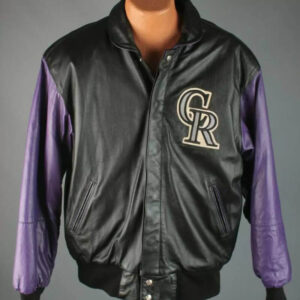 MLB Colorado Rockies Black And Purple Leather Jacket