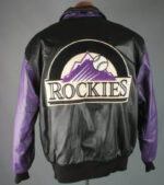 MLB Colorado Rockies Black And Purple Leather Jacket