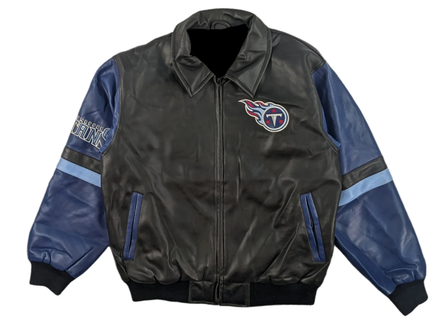Vintage NFL Tennesse Titans Leather Jacket (1) Vintage NFL Tennesse Titans Leather Jacket