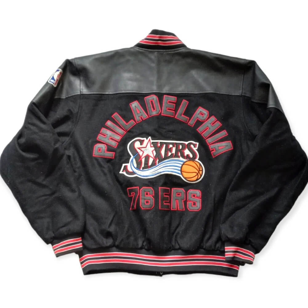 Vintage Philadelphia 76ers Black Varsity Jacket - Maker of Jacket