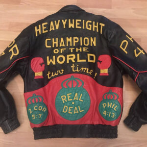 Vtg Evander Real Holyfield Deal Black Leather Jacket