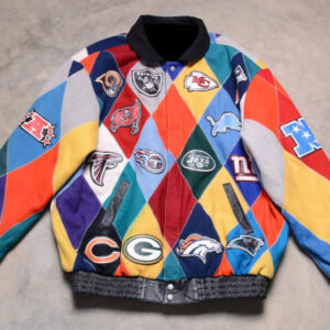 Vtg NFL Team Logos Jeff Hamilton Wool Jacket